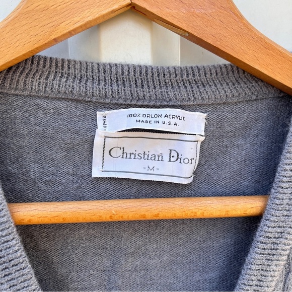 Christian Dior Vest Cable Knit Gray Blue Orlon Acrylic Sweater Mens Medium M - Picture 6 of 8